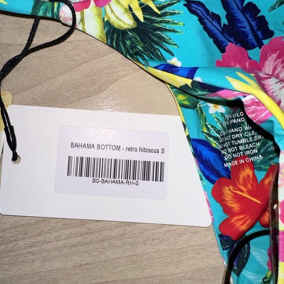 NWT Bamba Swim Bahama Bottoms in Retro Hibiscus Bikini Bottom Small - Picture 7 of 8